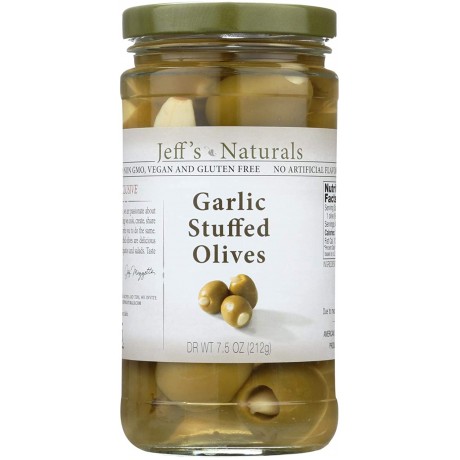 Jeff's Naturals Garlic Stfd Olives (6x7.5OZ )