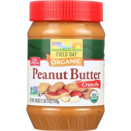 Field Day Organic Easy Spread Peanut Butter, Crunchy, Salted (12x18Oz)