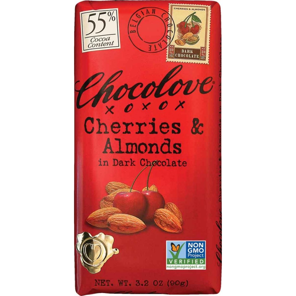 Chocolove Dark Chocolate Bar Cherry & Almond (12x3.2 Oz)