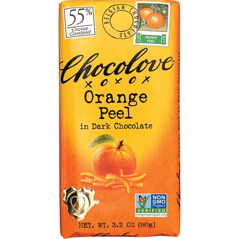 Chocolove Dark Chocolate Orange Peel Bar (12x3.2 Oz)