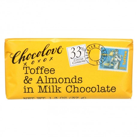 Chocolove Milk Chocolate Toffee & Almond Mini Bar (12x1.3 Oz)