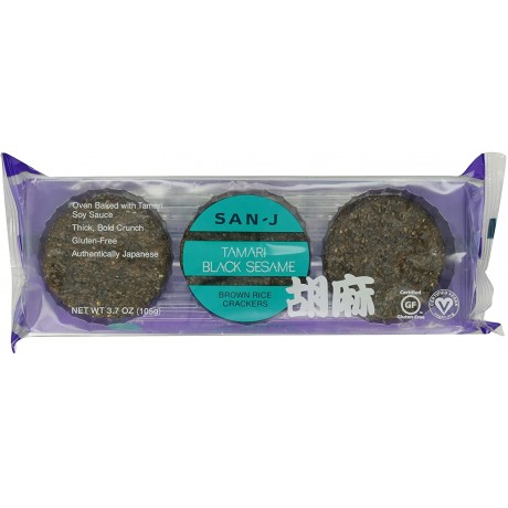 San-J Black Sesame Brown Rice Crackers (12x3.7 Oz)