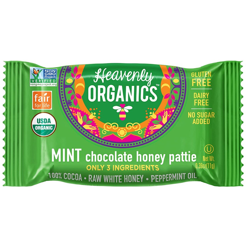 Heavenly Organics Raw Honey Chocolate Pattie, Mint (1x40 CT)